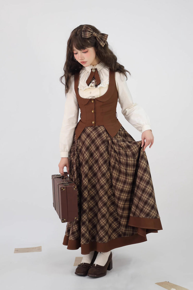 Broken Pocket Watch Print Detective Classic Full Skirt