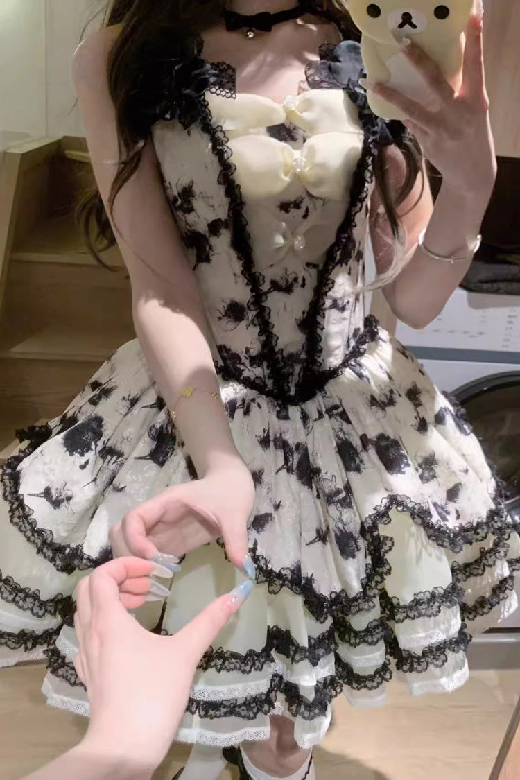 Jasmine Rain Print Stitching Lace Sweet Lolita JSK Dress in Six Colors