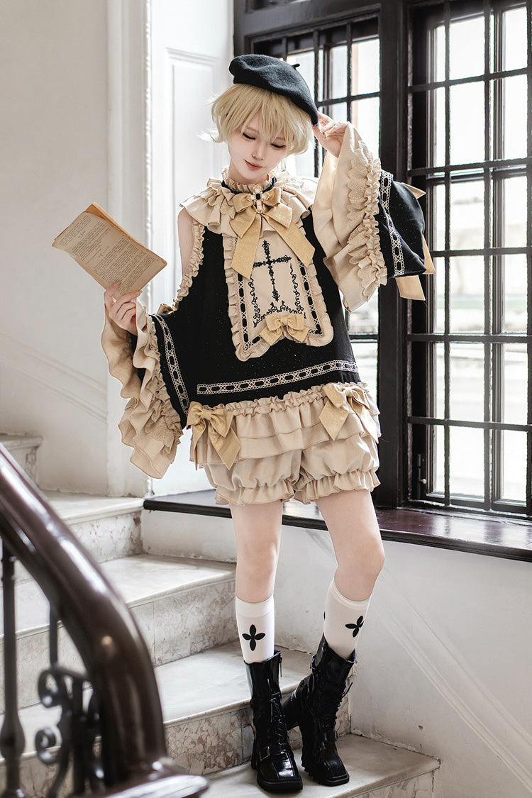 Ouji Lolita Set with Off-Shoulder and Bow