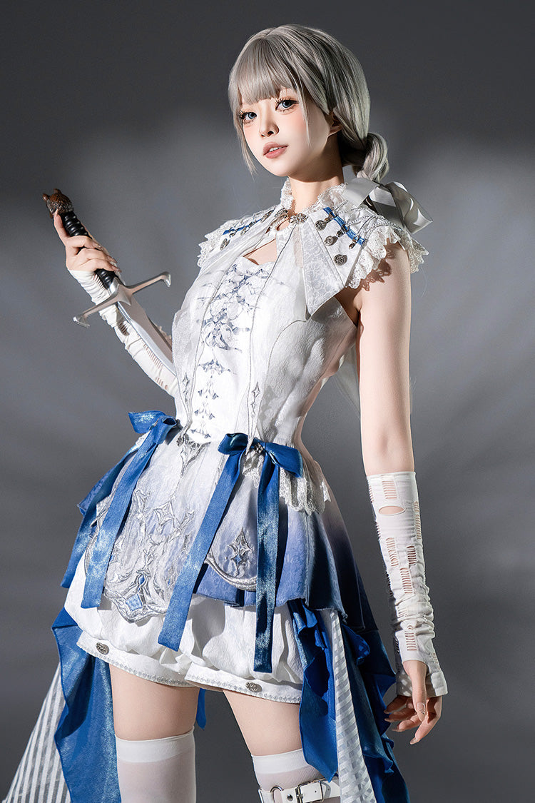 Ivory Prince Shorts with Chinese Style Ruffles - Dragon Bones