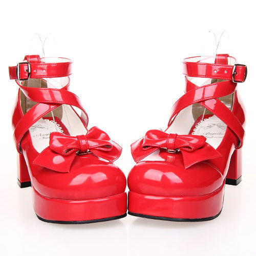 Ribbon Royal Rounded-Toe Lolita High-Heel Pumps