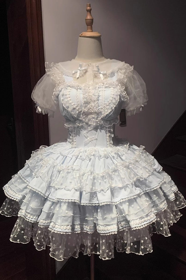 Blue Pray Multi-Layered Ruffled Lace Sweet Princess Jsk Dress