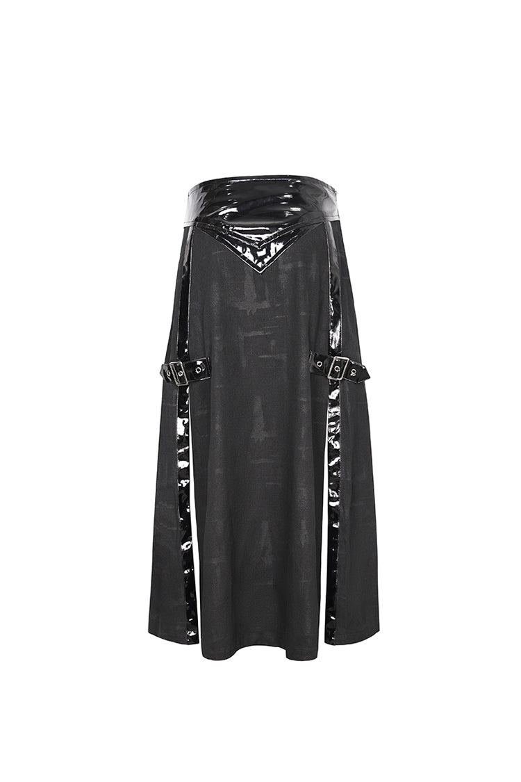 Patent Split Front Punk Skirt for Men