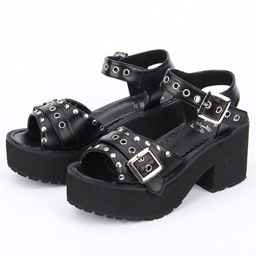 Platform High-Heel Sandals with Rivet Decor for Lolita Style