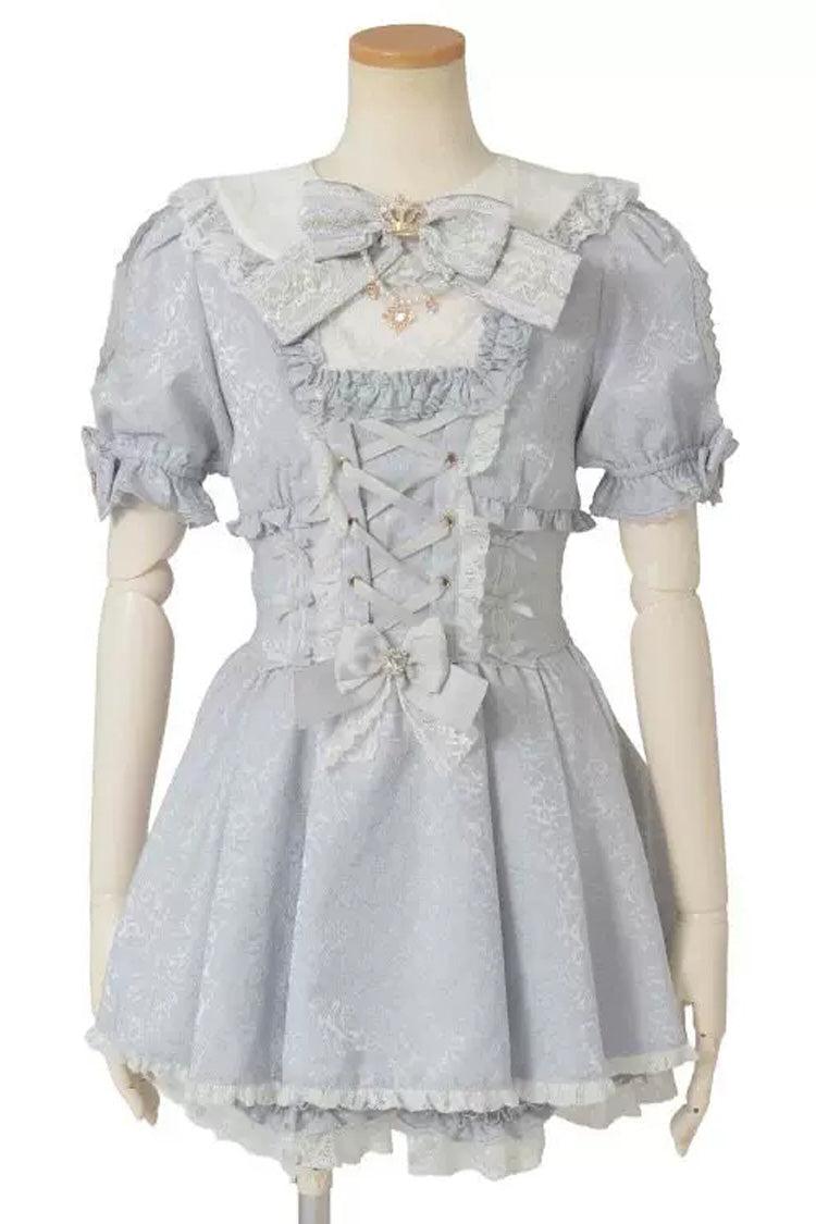 Jacquard Ruffle Bow Dress Set - Plus Size Lolita