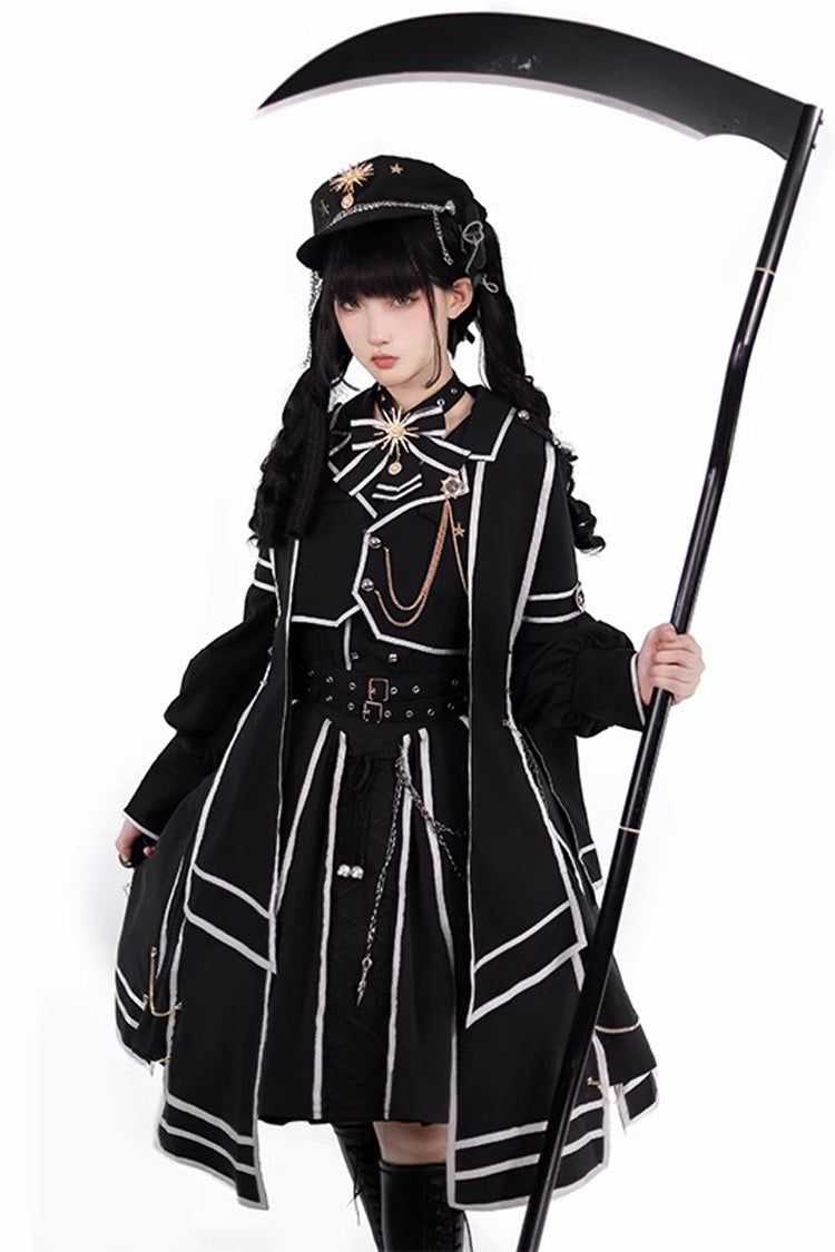 Long Sleeve Print Bow Gothic Lolita Skirt Set