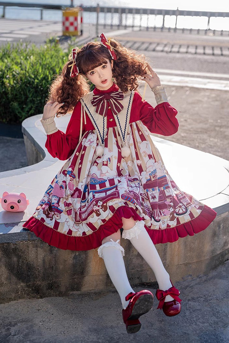 Crimson Squirrel Popcorn Bow Sweet Lolita Gown