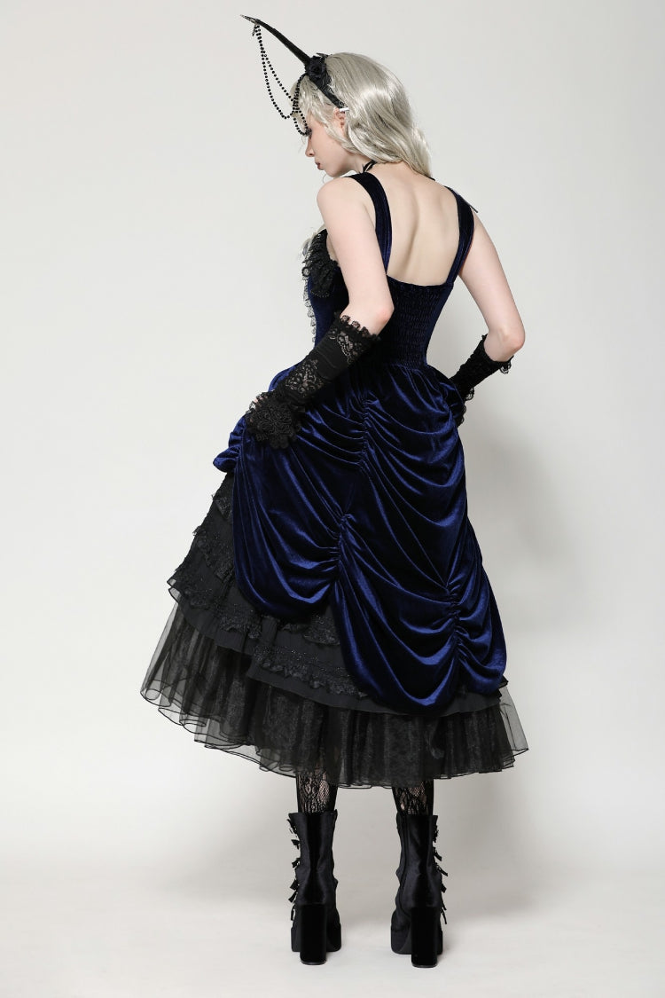 Sleeveless Multi-Layered Ruffled Lace Gothic Slip Dress Wedding Dress