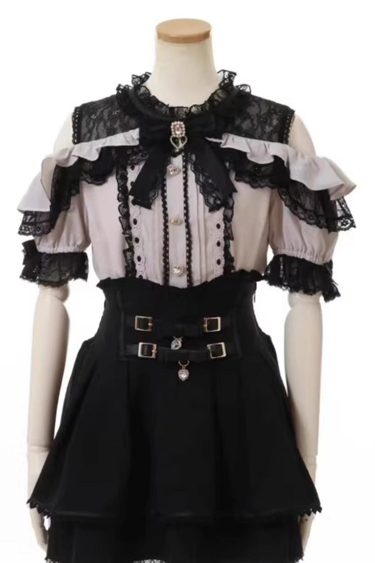 Jirai Kei Slim Skirt with Double Bows and Ruffles, 3 Colors