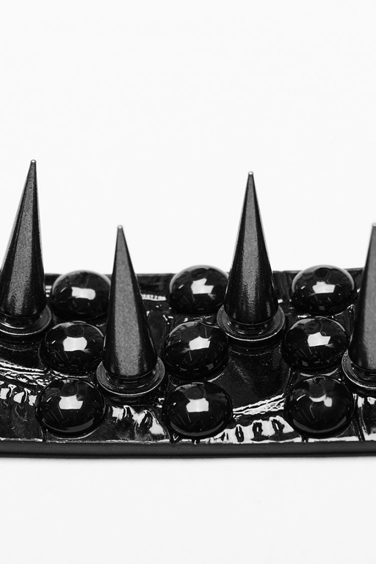 Faux Leather Steampunk Choker with Rivets for Women