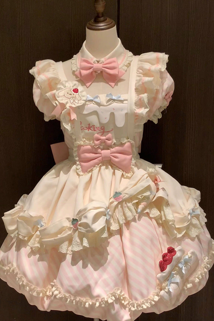 Puppy Pastry Chef Asymmetric Sweet Lolita Dress with Printed Ruffles