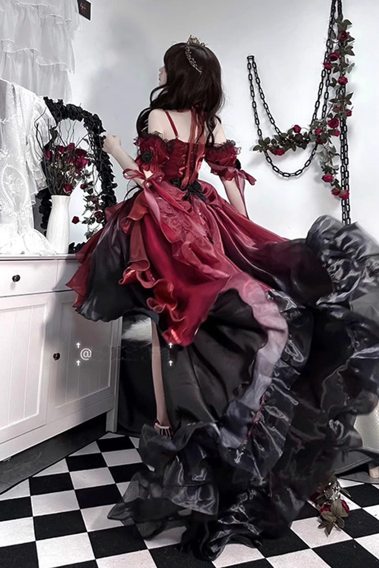 Red/Black Asymmetric Bow Gothic Princess Jsk Dress