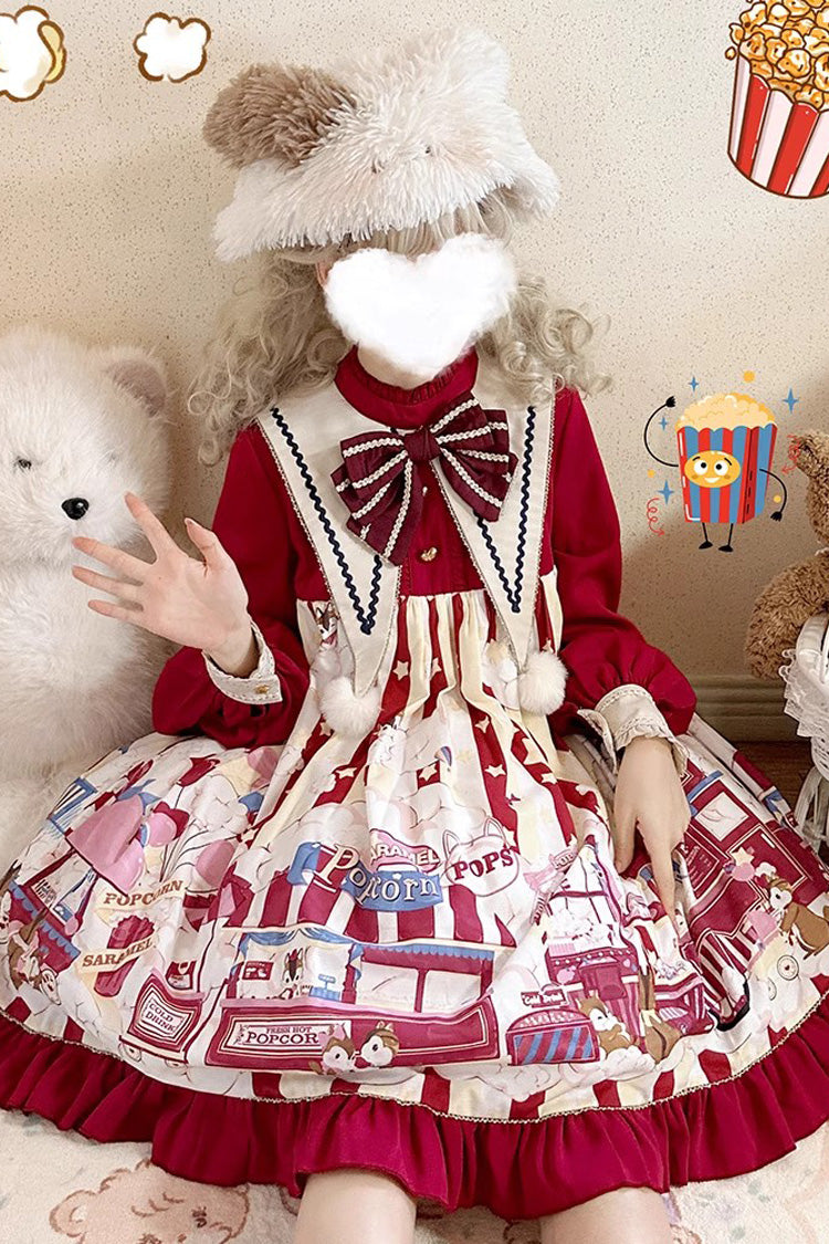 Crimson Squirrel Popcorn Bow Sweet Lolita Gown
