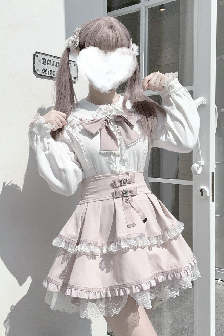 Bunny-Eared Bow and Lace Jirai Blouse in Three Shades
