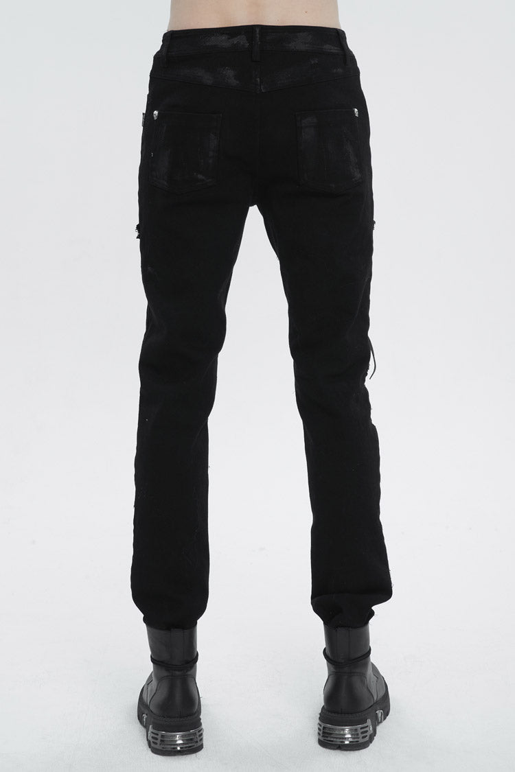 Edgy Distressed Strappy Punk Trousers for Men