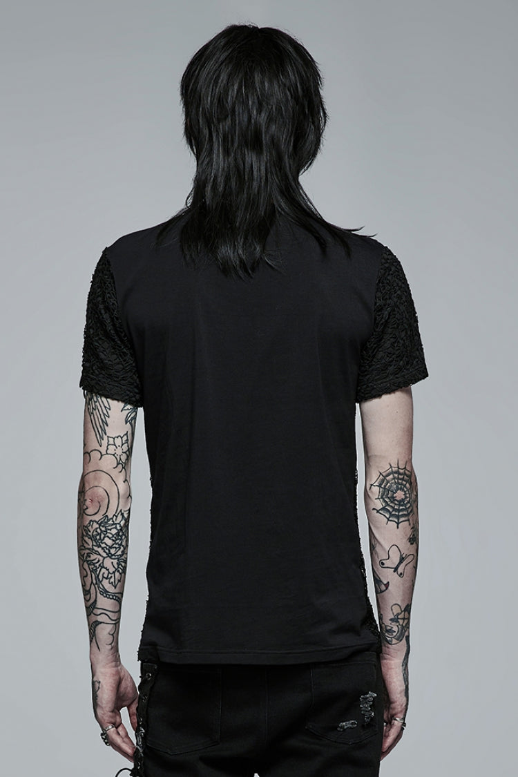 Steampunk Mesh Tee with Buckle Accents for Men