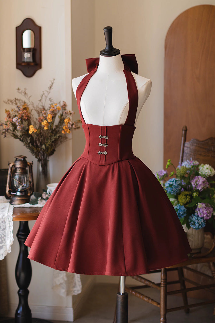 Halterneck Ruffled Fishbone Dress