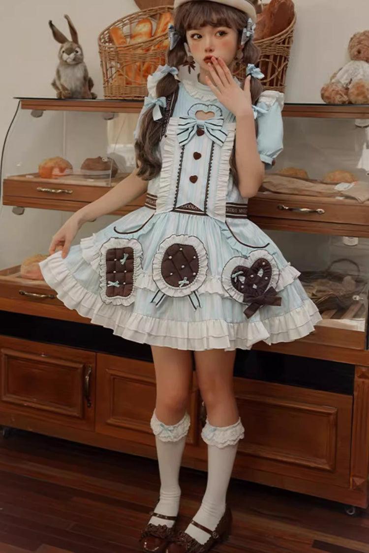 Sea Salt Cookies Short Sleeved Printed Ruffled Sweet Lolita Dress