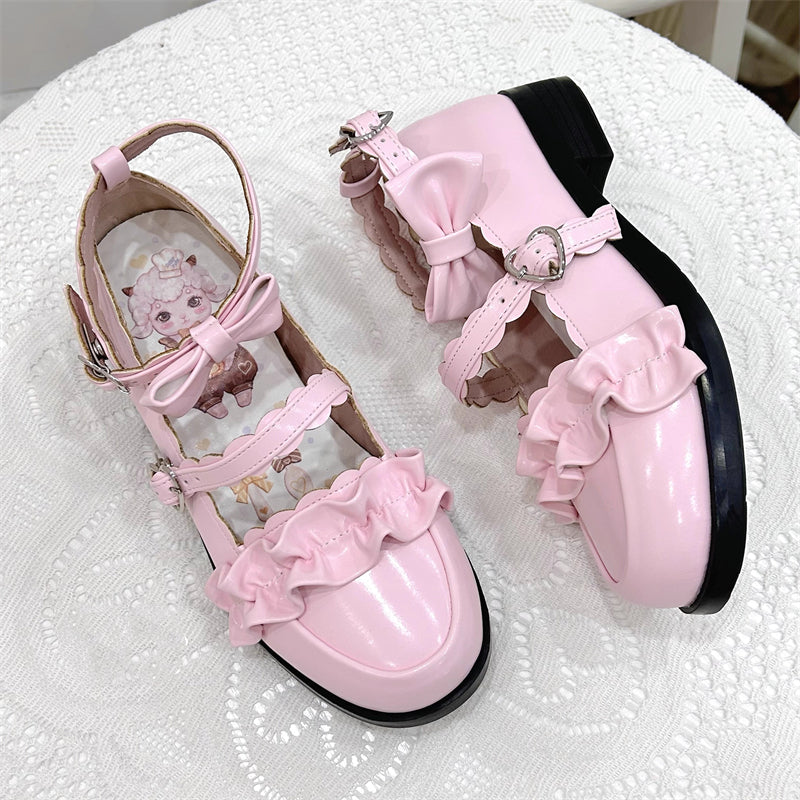 Ruffled Bowknot Mary Janes - Kawaii Lolita Shoes