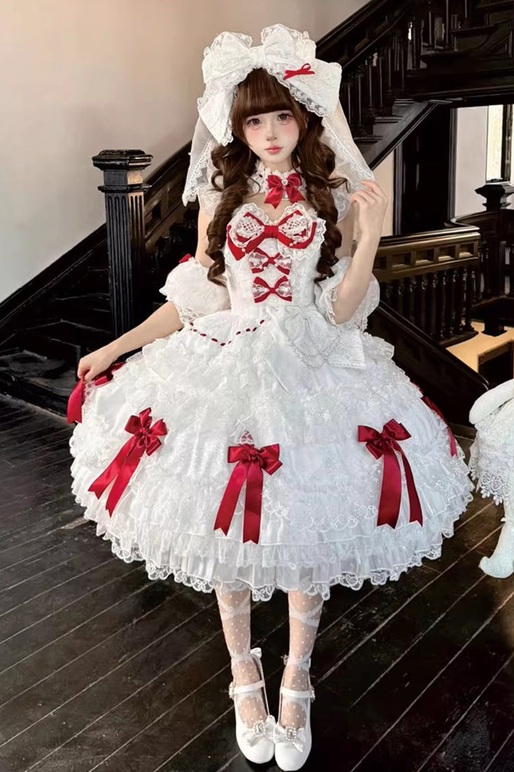Ivory Pearl-Adorned Princess JSK with Ruffled Layers - Dream of the Misty Moon