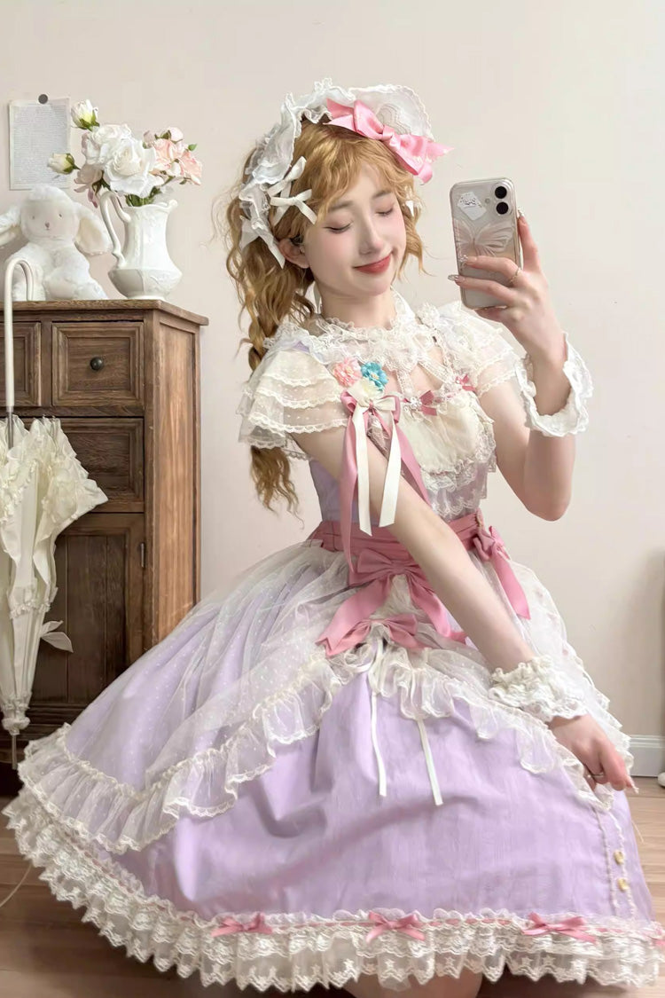 Violet Sakura Spring Strapless Bow Lolita JSK Mini