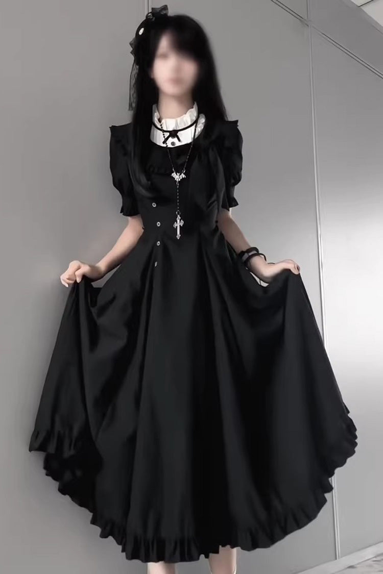 Jet Stand Collar Short-Sleeve Ruffled Gown - Day & Night