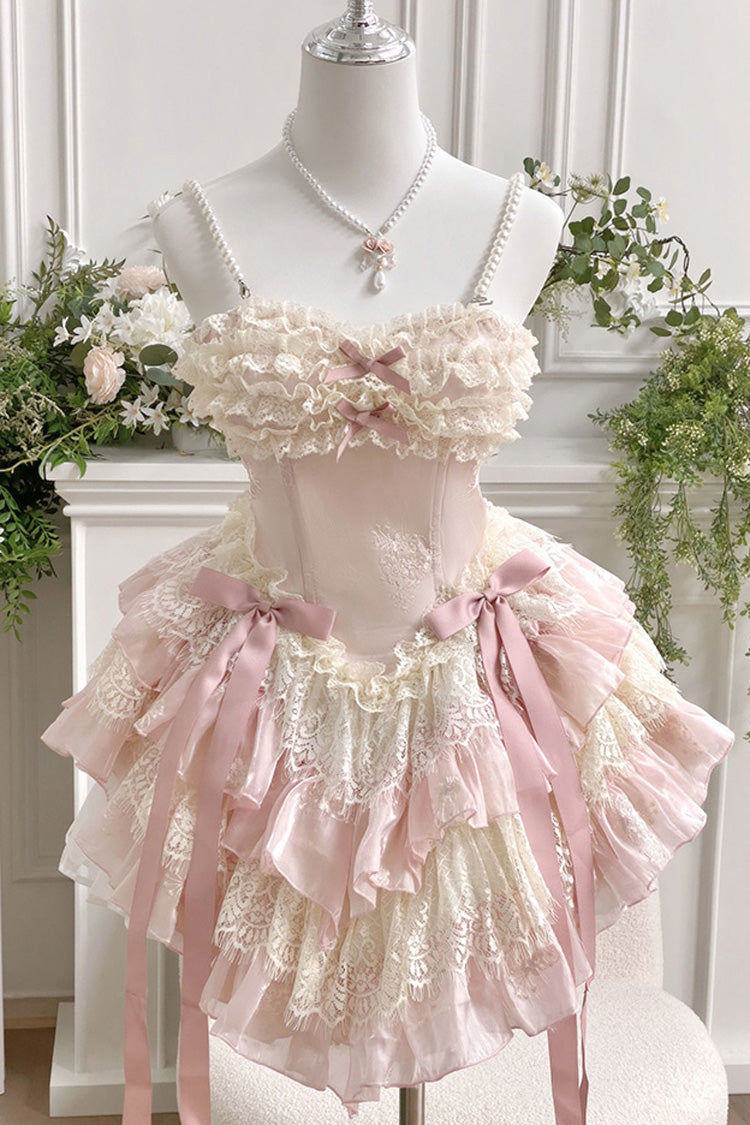 Lace Lolita Dress with Multi-Layer Ruffles, Bowknot, Dreamy Love
