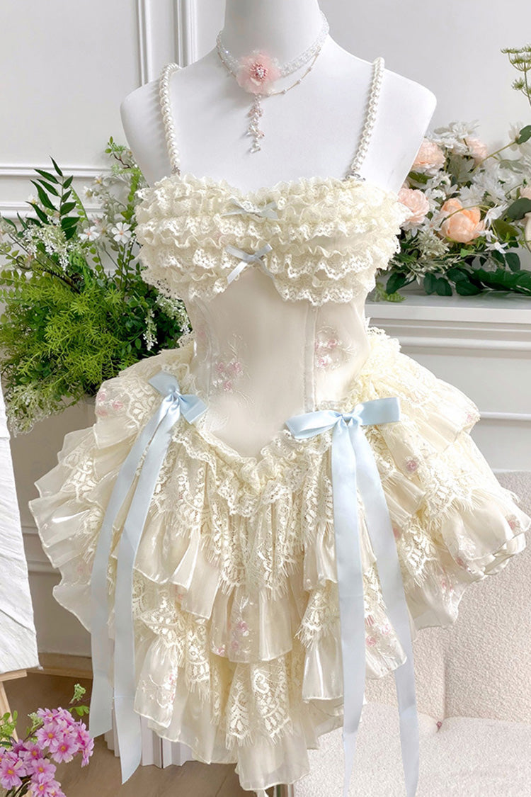 Lace Lolita Dress with Multi-Layer Ruffles, Bowknot, Dreamy Love