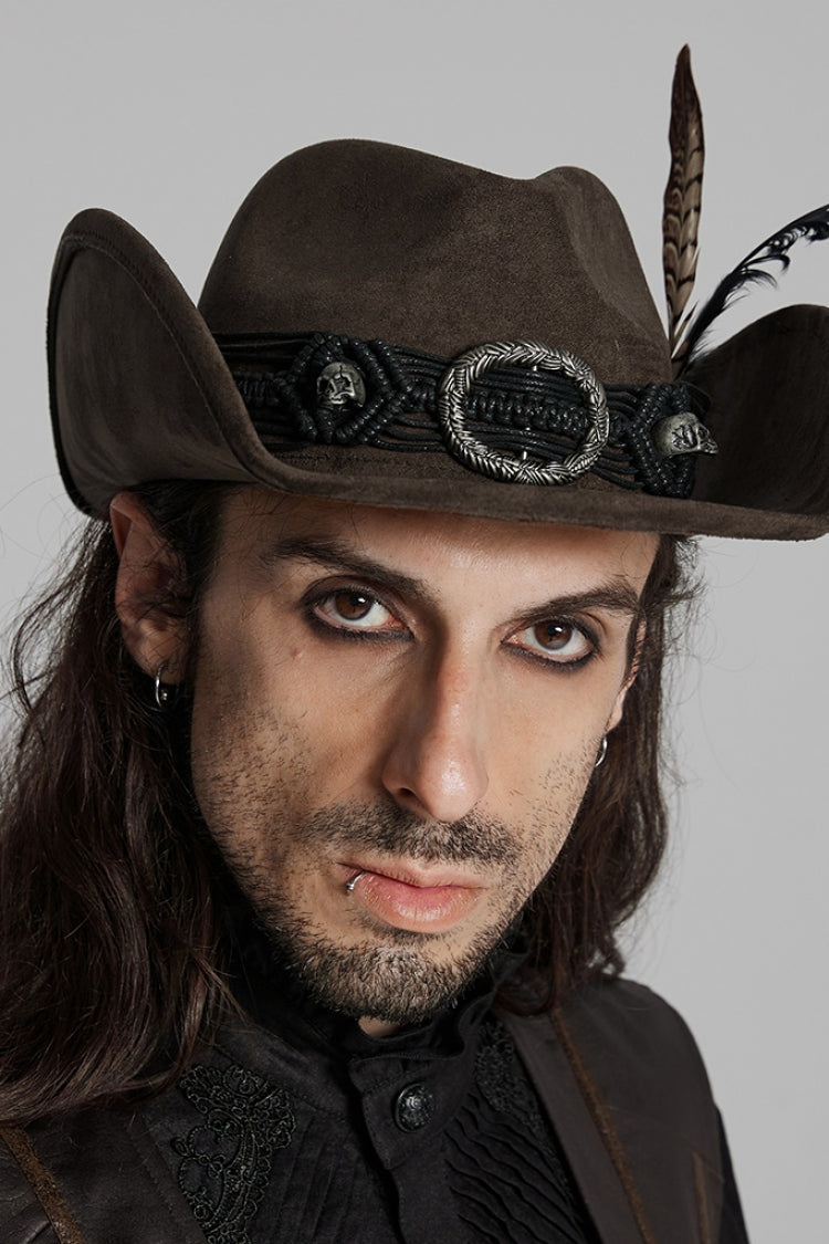Tassels Feather Skull Men's Punk Hat