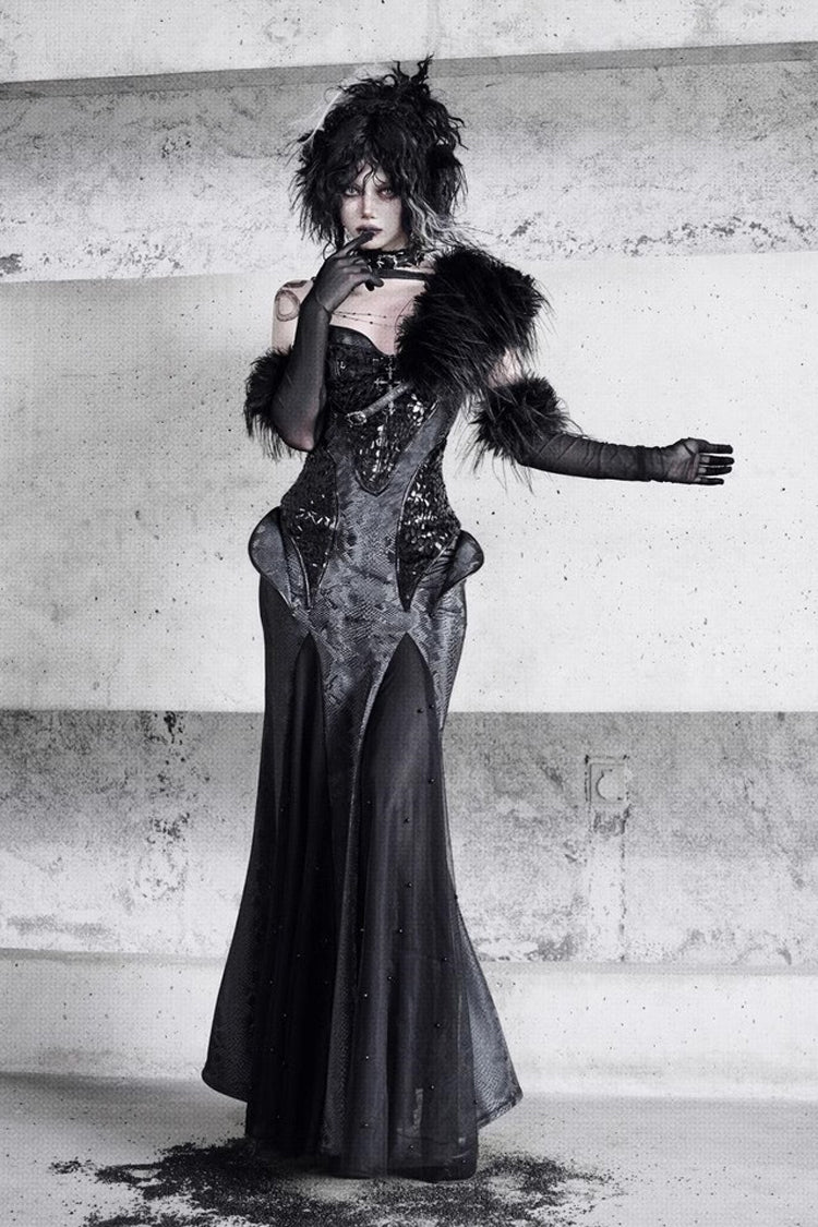 Black Print Stitching Sleeveless Gothic Lolita JSK Dress - Snake Eye Shadow