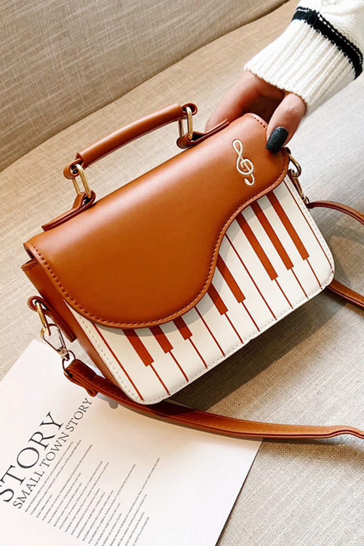 Piano Notes Embroidered Shoulder Bag