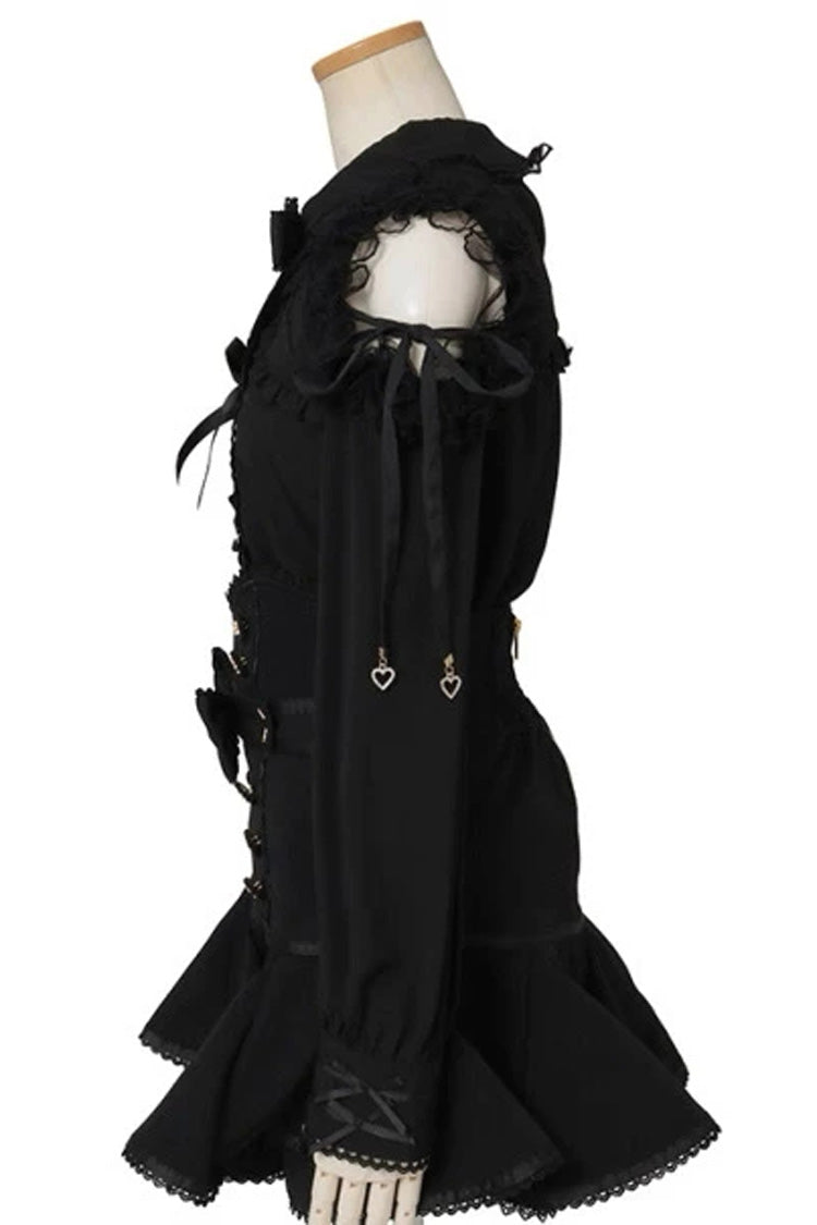 Charming Off-Shoulder Bow-Embellished Two-Piece Outfit with High-Waist Printed Skirt