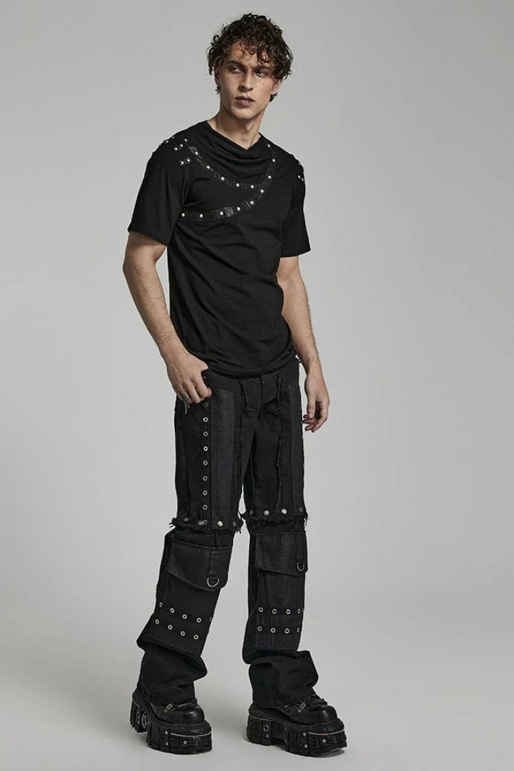 Asymmetric Steampunk Tee for Men with Daily Wear Style
