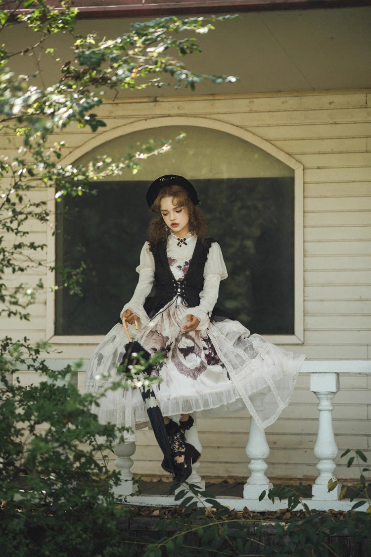 Multi-Color Printed Ruffled French Gothic Dress Set - Princess Classic
