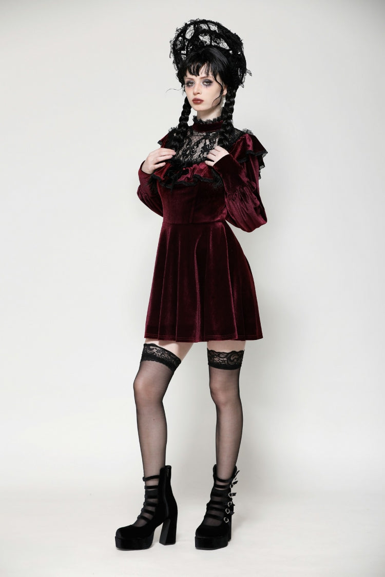 Scarlet Crochet Velvet Gothic Graduation Gown