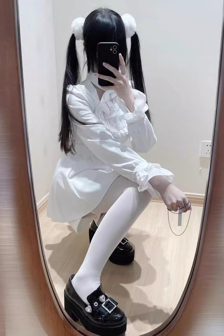 Stairway to Heaven Embroidered Bow Lace Long Sleeve Jirai Kei Set