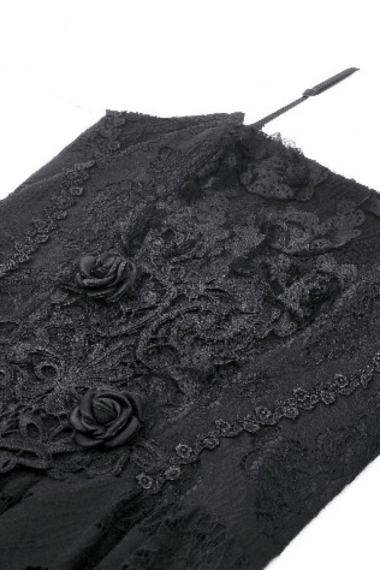 Sleeveless Rose Lace Lace-Up Gothic High Low Dovetail Slip Wedding Dress
