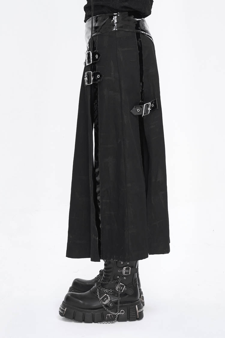 Patent Split Front Punk Skirt for Men