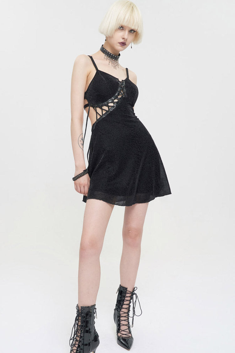 Chest Cross Straps Suspenders Backless Punk Dress
