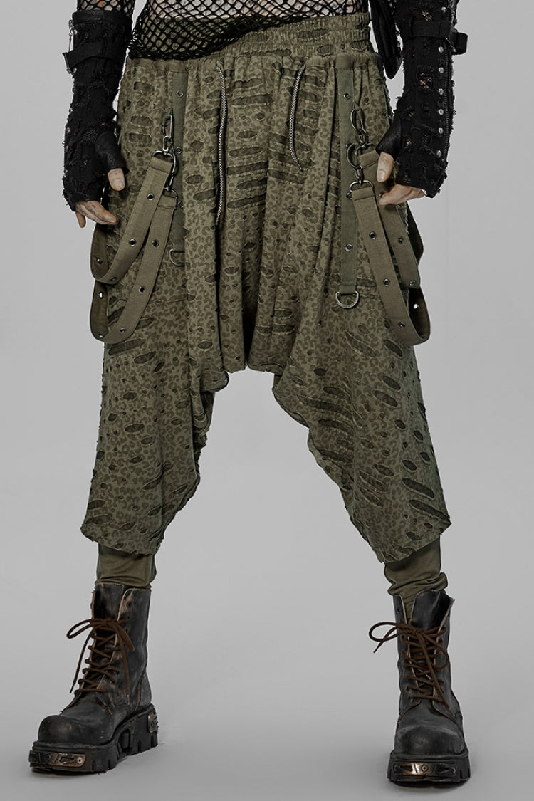 Jade Punk Men's Distressed Pants with Adjustable Straps