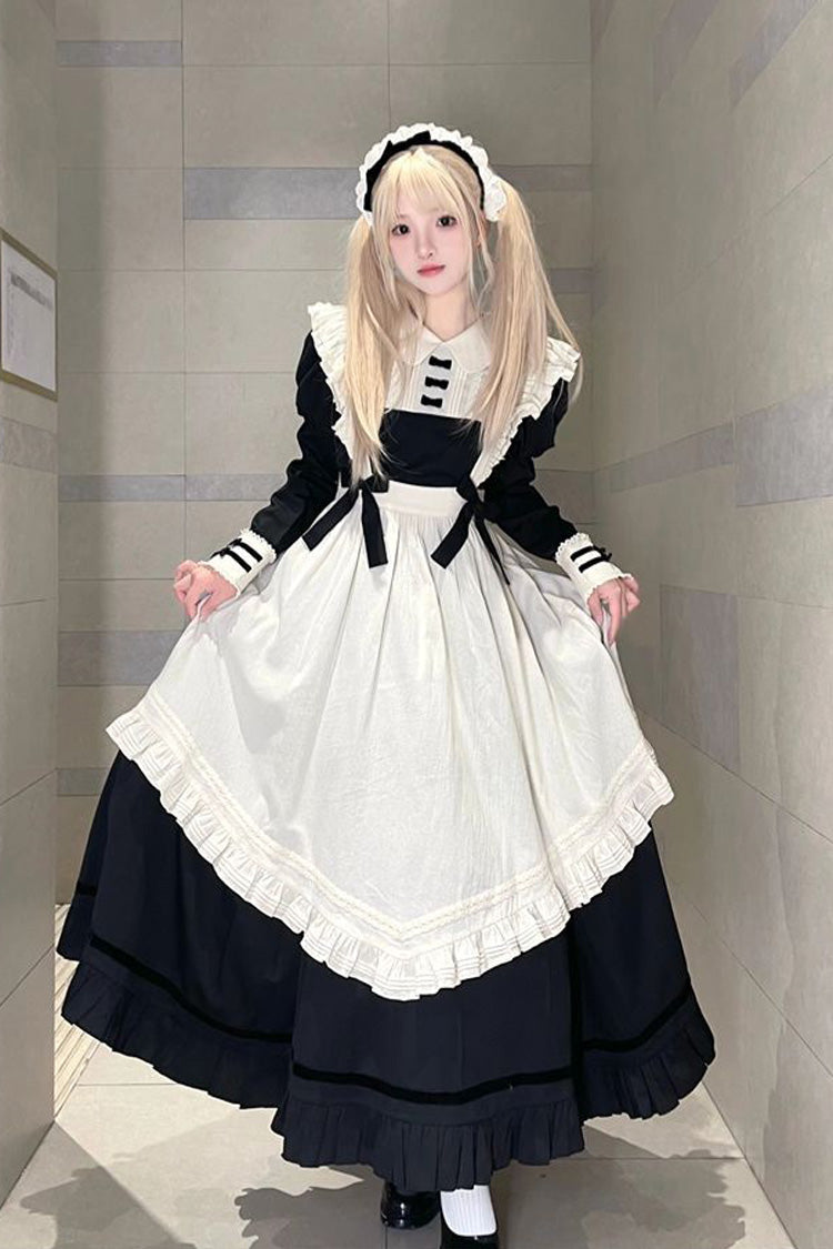 Black Maid Collar Ruffled Short Sleeve Classic Lolita Dress