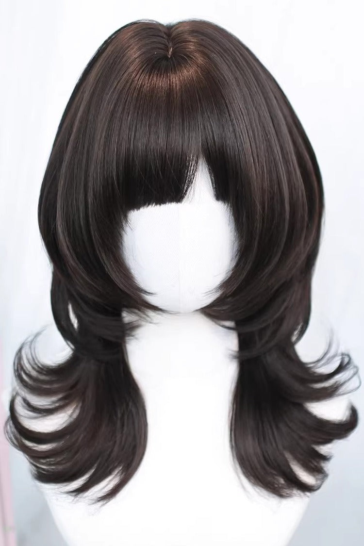 Flared Curls with Fine Fringe Sweet Lolita Hairpiece in Two Colors