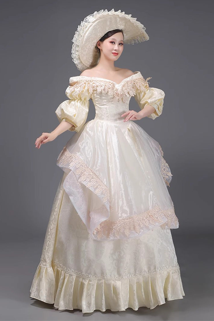 Champagne Ruffled Sweet Vintage Dress - Strapless Victorian