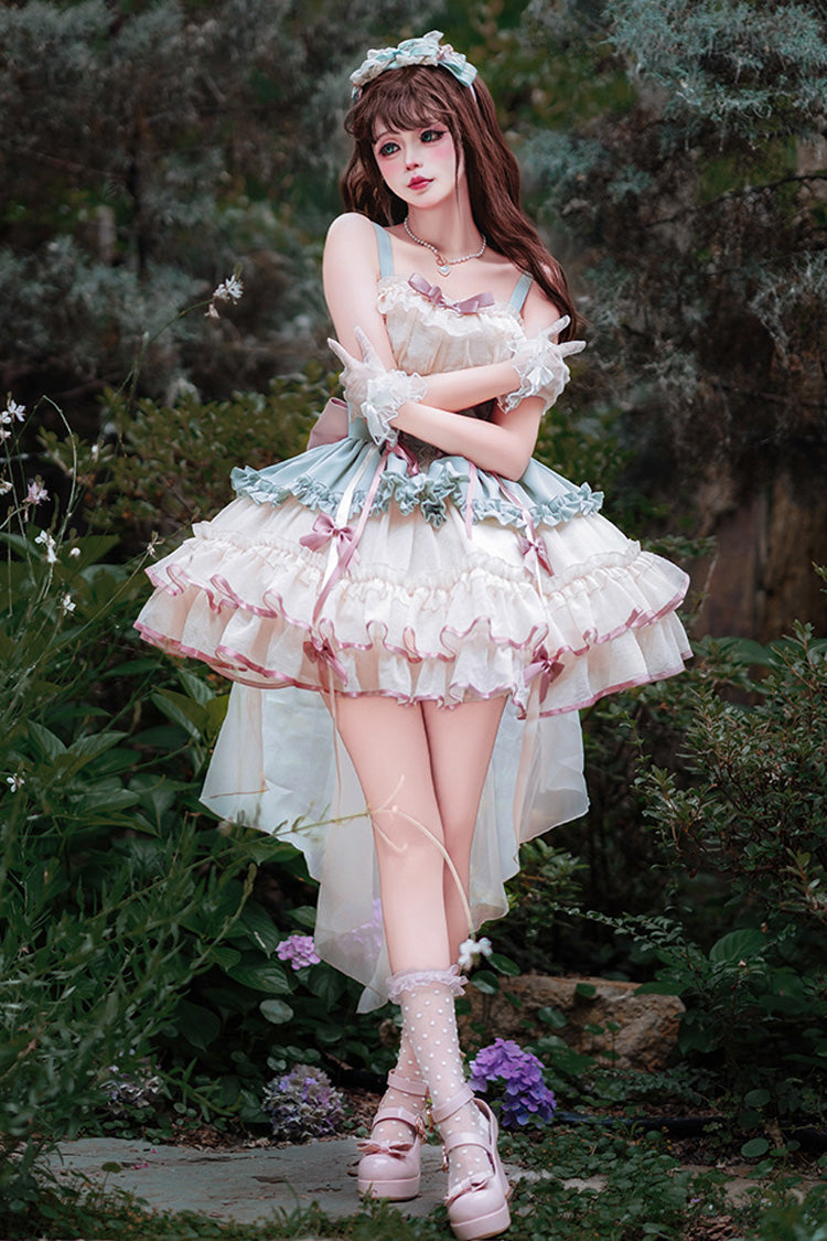 Ivory Ballet Bow Lace-Up Sweet JSK Dress
