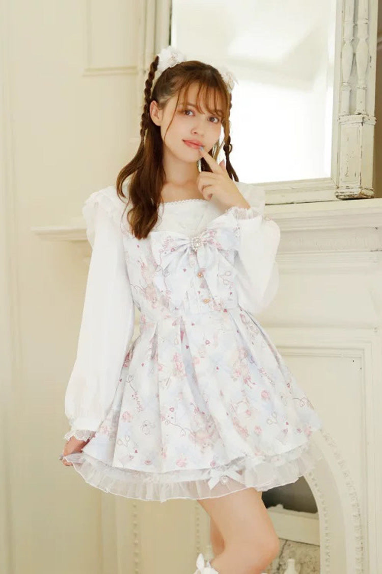 Sewing Bear Plus Size Jirai Kei Dress with Print and Bowknot