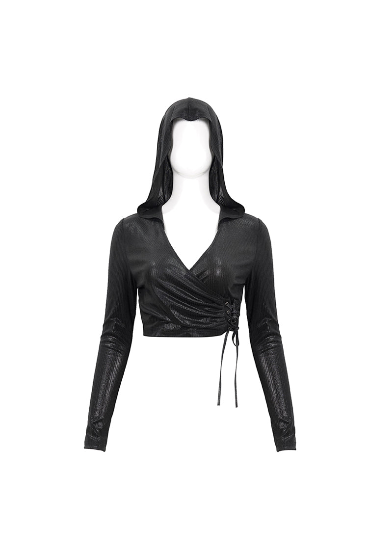 Punk Tee with Rope Details and Vertical Texture for Women