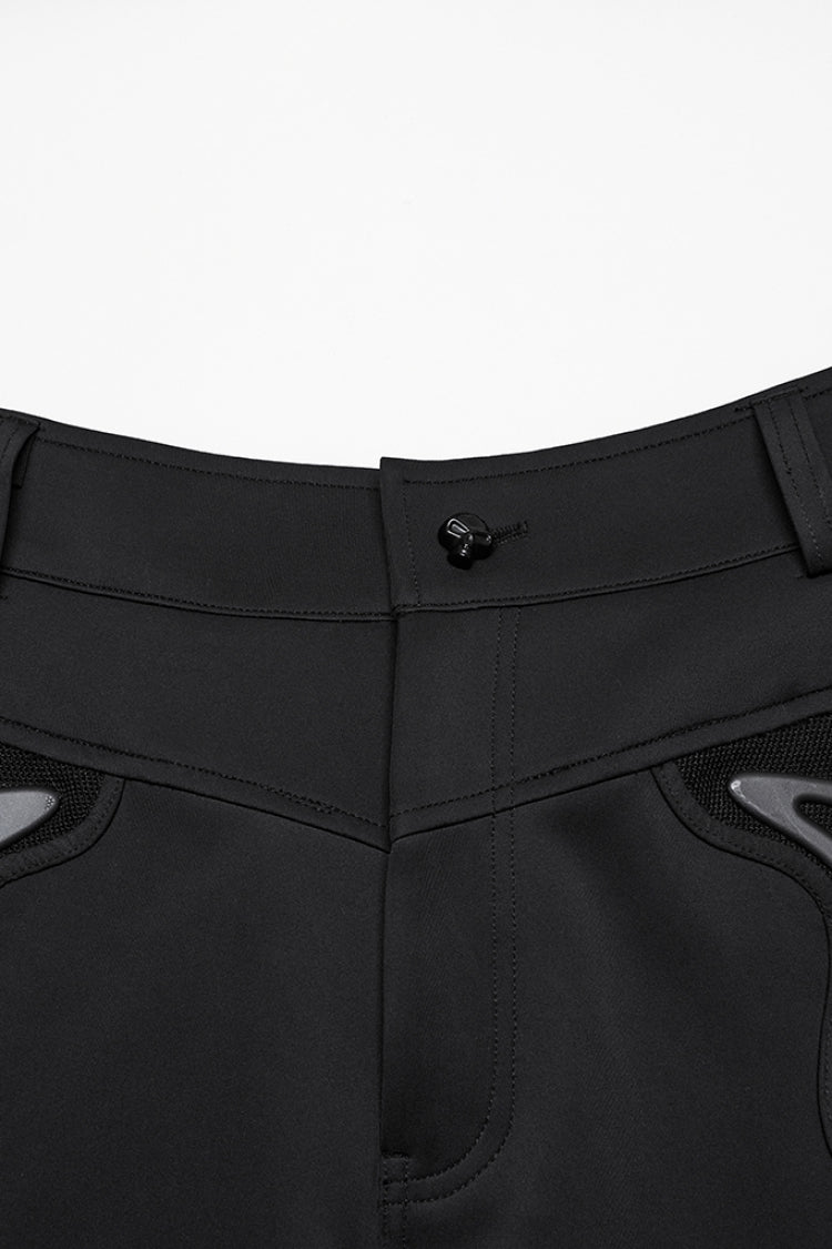Raven Punk Trousers with Rivet Trims and Leather Panels