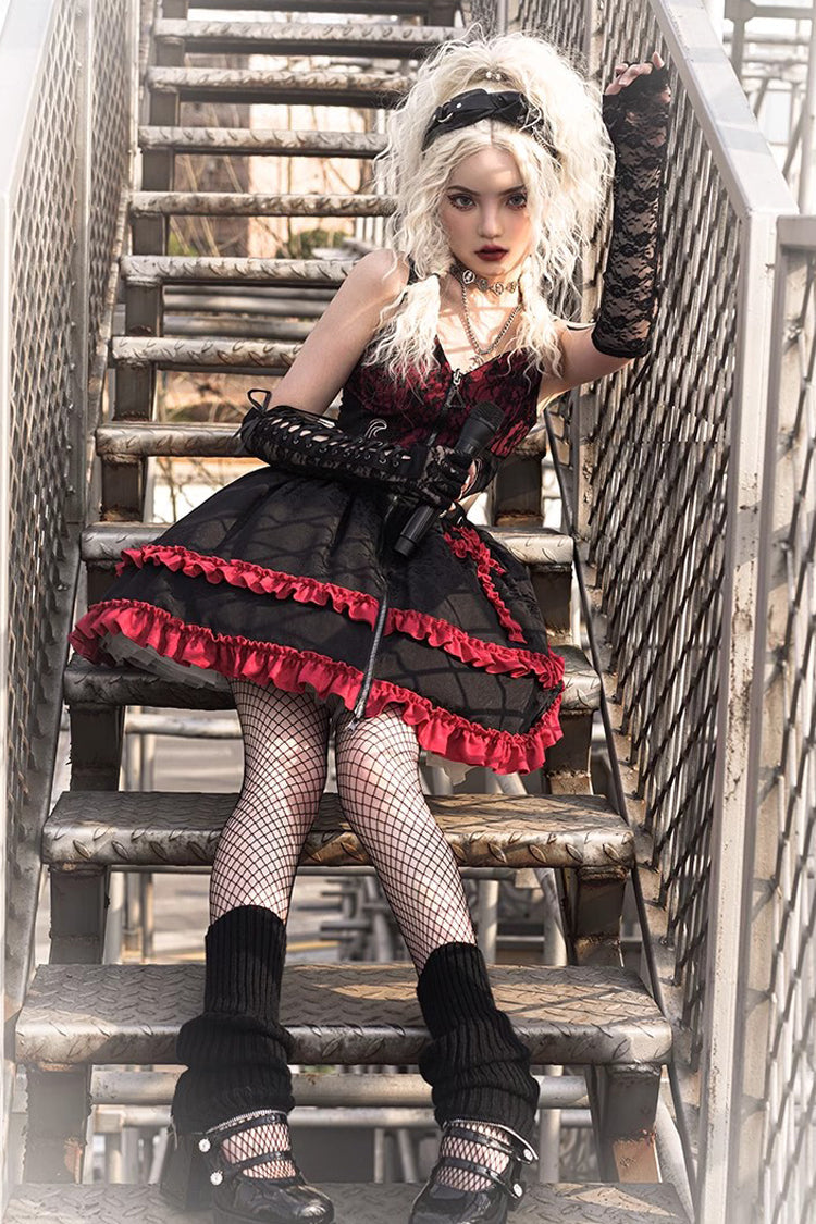 Judgment Day Crimson Cross Ruffle Lolita Jumper Dress