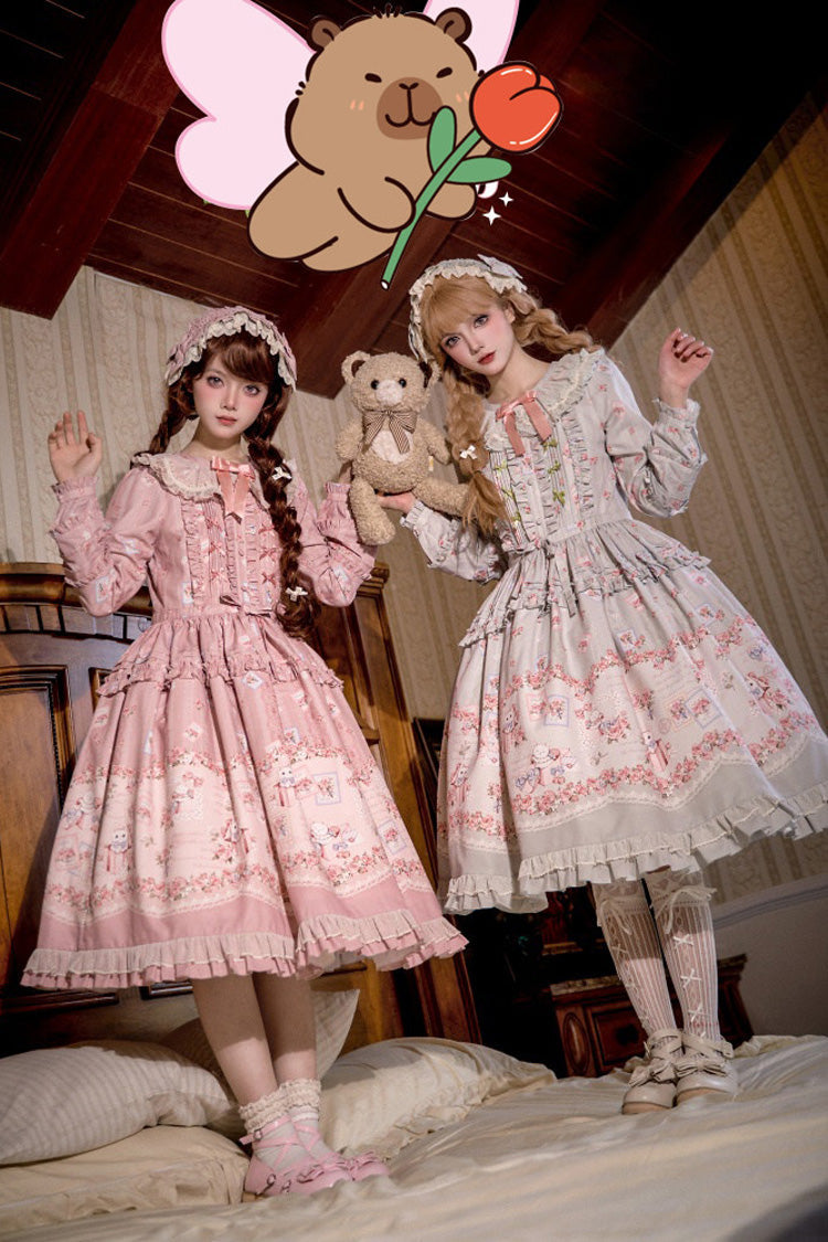 Floral Ruffle Plus Size Dress - Elegant Lolita