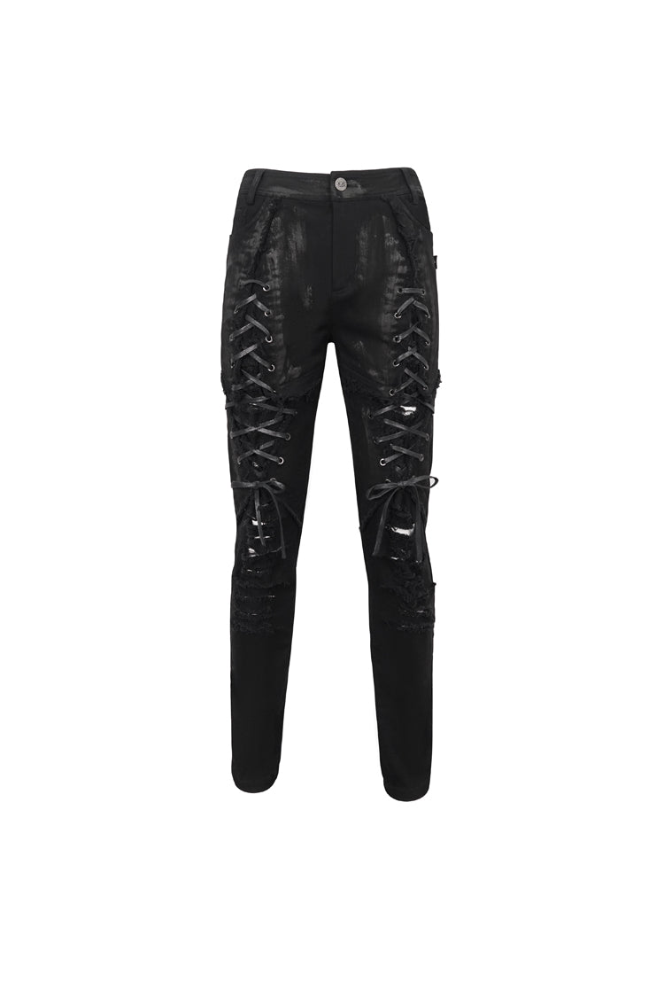 Edgy Distressed Strappy Punk Trousers for Men